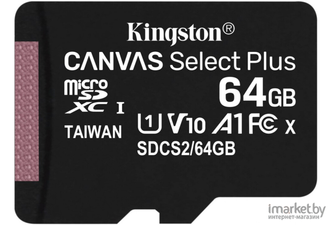 Карта памяти Kingston microSDHC 64GB microSDXC Class10 Class10 UHS-I Canvas Select up 100MB/s [SDCS2/64GBSP]