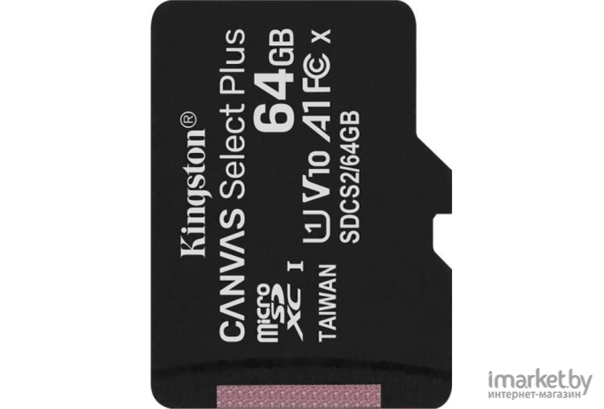 Карта памяти Kingston microSDHC 64GB microSDXC Class10 Class10 UHS-I Canvas Select up 100MB/s [SDCS2/64GBSP]