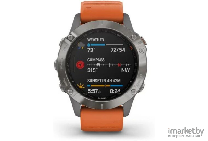 Умные часы Garmin Fenix 6 Sapphire титановый/оранжевый [010-02158-14]