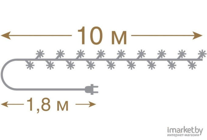 Новогодняя гирлянда Вегас Снежинки 80 холодных светодиодов 10m [55082]