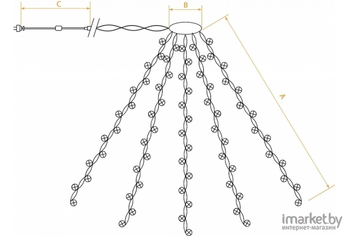 Новогодняя гирлянда Feron CL91 210 LED 5000К 7 веток 3м + 1.5м [32375]