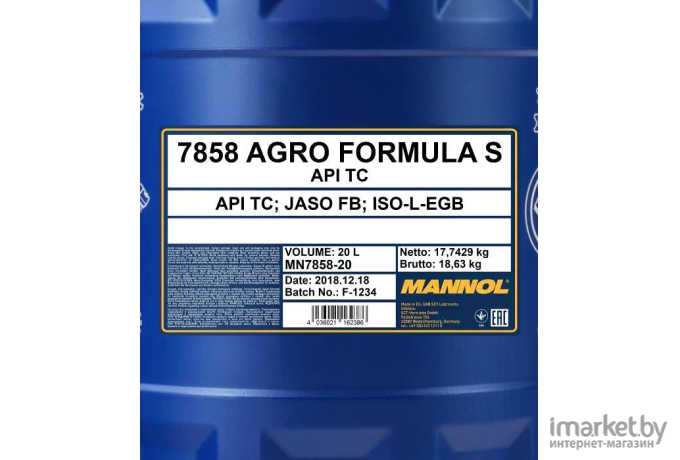 Моторное масло Mannol Agro 20л [MN7858-20]