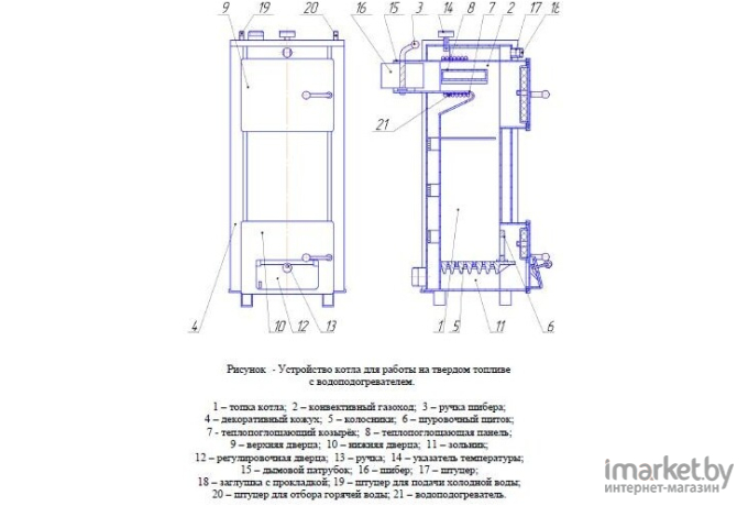 Котел Теплоприбор КС-Т-12.5 с регулятором тяги