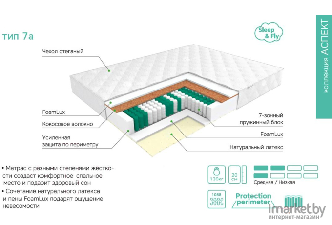 Матрас EOS Аспект 7а 80x190 премиум Care