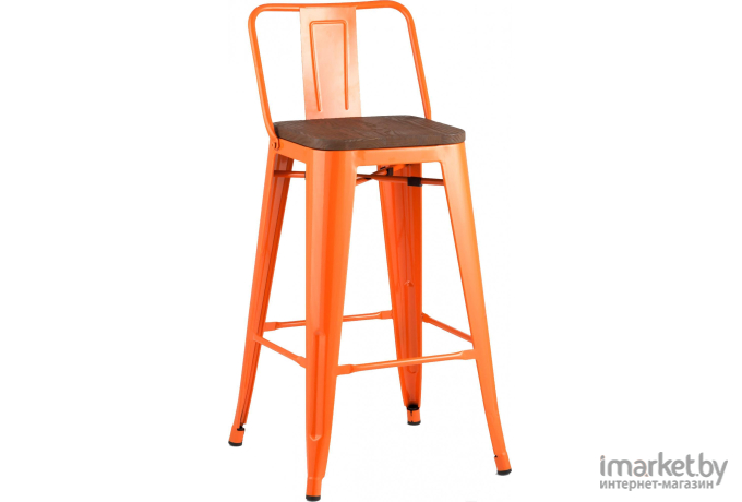 Барный стул Stool Group Tolix wood со спинкой оранжевый глянцевый [YD-H675E-W LG-05]