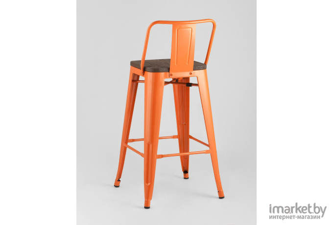 Барный стул Stool Group Tolix wood со спинкой оранжевый глянцевый [YD-H675E-W LG-05]