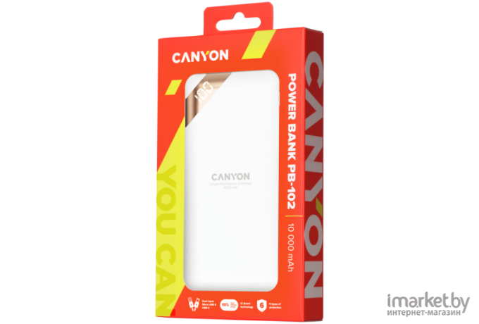 Портативное зарядное устройство Canyon Power bank 10000mAh Black [CNE-CPBP10B]