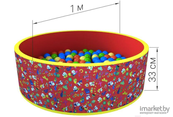 Игровой сухой бассейн Romana Веселая полянка ДМФ-МК-02.51.01 150 шариков зеленый/красный