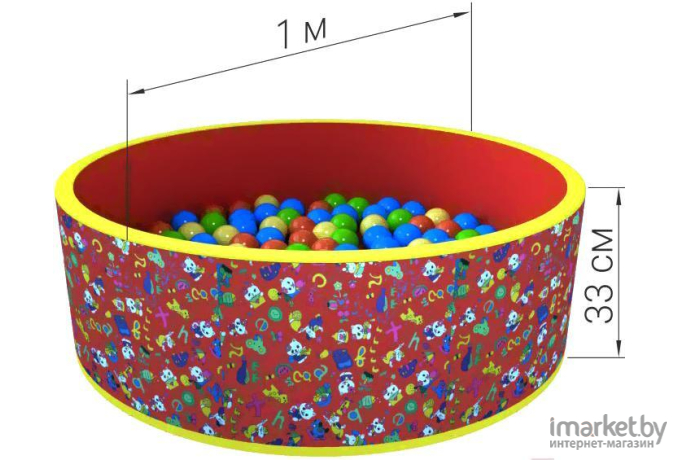 Игровой сухой бассейн Romana Веселая поляна ДМФ-МК-02.51.02 100 шариков красный