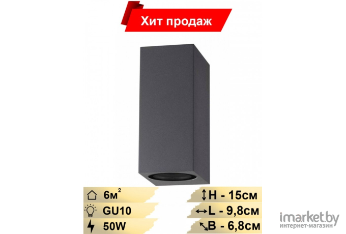 Накладной уличный светильник Novotech NT19 240  IP54 GU10 2*50W 220V LANDSCAPE темно-серый [370600]