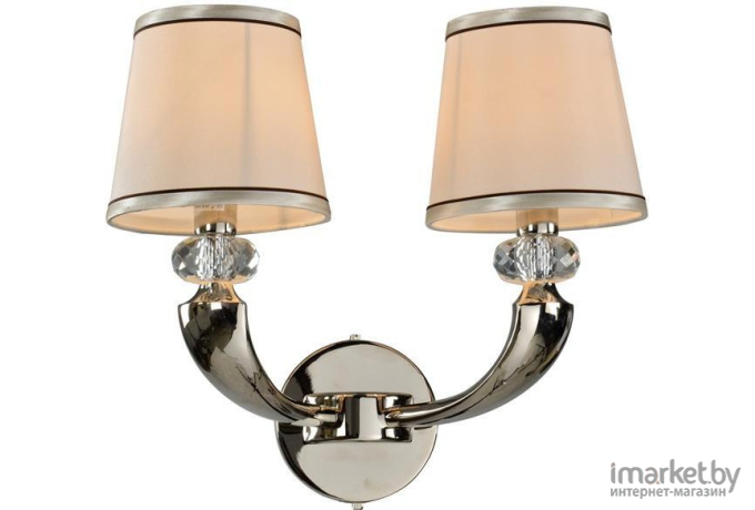 Бра NEWPORT L36*H33*Sp27 cm E14 2*40W Nickel Clear crystal Shade beige [11602/A]