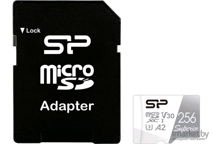 Карта памяти Silicon-Power Superior microSDXC 256GB + SD адаптер (SP256GBSTXDA2V20SP)