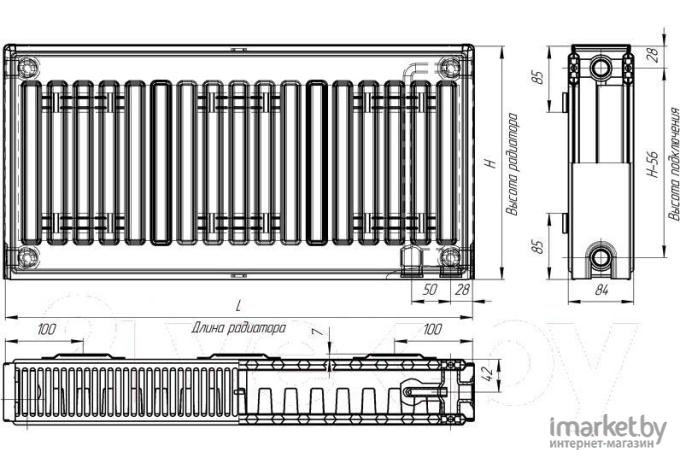 Радиатор отопления Лидея ЛУ 21-504 500x400