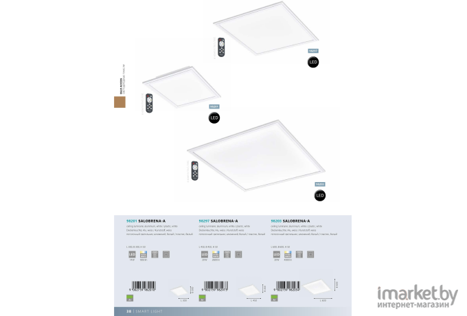 Светодиодная панель EGLO Salobrena-А c пультом ДУ алюминий, белый/пластик, белый [98201]