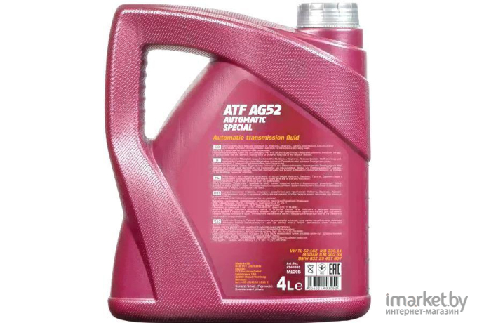 Трансмиссионное масло Mannol ATF AG52 Automatic Special 4л [MN8211-4]