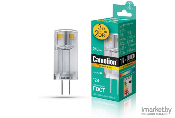 Светодиодная лампа Camelion G4 12W 3000k 240Lm LED3-G4-JC-NF/830/G4