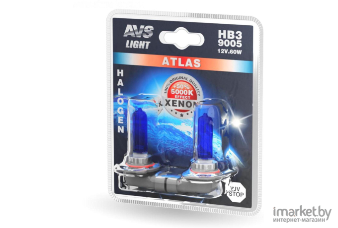 Автомобильная лампа AVS Atlas Box HB3/9005 12V 65W 5000К 1 штукa [A07020S]