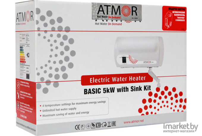 Проточный водонагреватель Atmor Basic 5 кВт кран