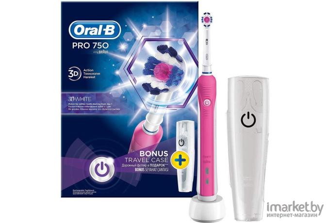 Зубная щетка и ирригатор Braun Oral-B Pro 750 Cross Action розовый