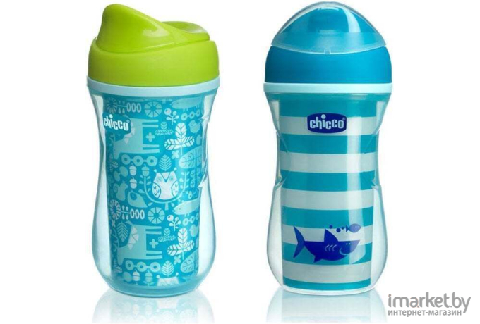 Поильник Chicco Active Cup 2 в 1 266мл синий/голубой