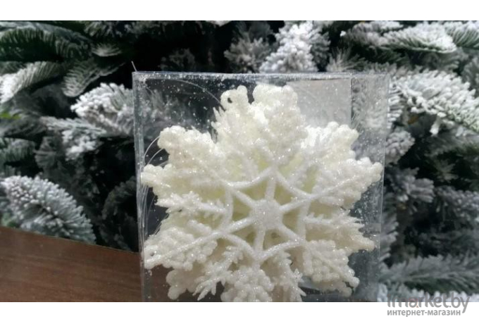 Елочная игрушка и новогоднее украшение GreenTerra Зимние снежинки 10см 12 шт белый