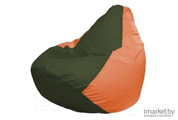 Кресло-мешок Flagman Груша Макси темно-оливковый/оранжевый [Г2.1-56]