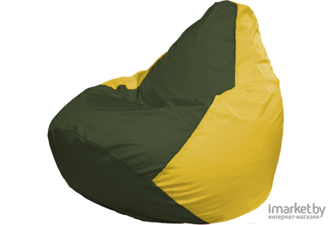Кресло-мешок Flagman кресло Груша Супер Мега Г5.1-57 тёмно-оливковый/жёлтый