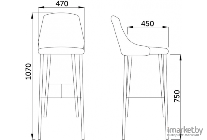 Барный стул AksHome Megan 2 велюр HLR20 светло-серый/черный
