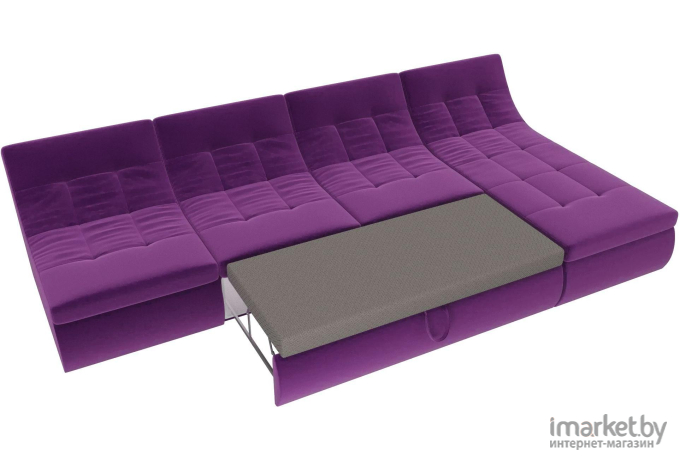 Модульный диван Лига Диванов Холидей микровельвет фиолетовый