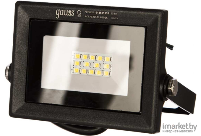 Фонарь, прожектор Gauss LED Qplus 10W 900lm IP65 6500К 1/60 черный