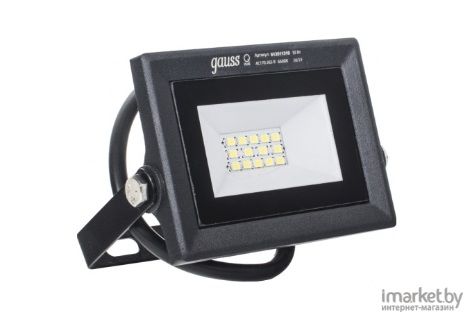 Фонарь, прожектор Gauss LED Qplus 10W 900lm IP65 6500К 1/60 черный