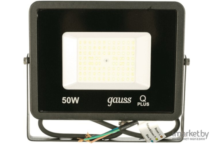 Фонарь, прожектор Gauss LED Qplus 50W 4500lm IP65 6500К 1/24 черный