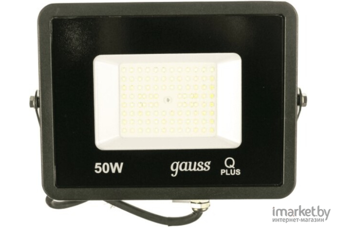 Фонарь, прожектор Gauss LED Qplus 50W 4500lm IP65 6500К 1/24 черный