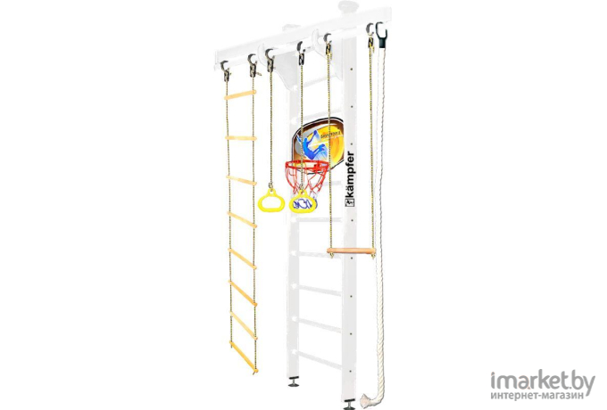 Детский спортивный комплекс Kampfer Wooden Ladder Wall №6 3 м жемчужный/белый