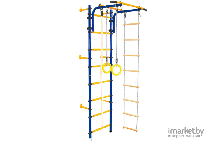 Детский спортивный комплекс Юный Атлет Пристенный синий/желтый
