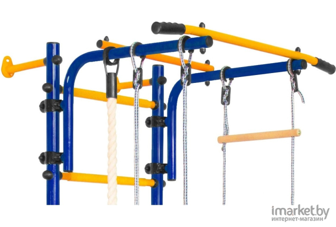 Детский спортивный комплекс Юный Атлет Пристенный синий/желтый