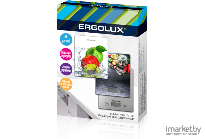 Кухонные весы Ergolux ELX-SK02-С03 серые металлик