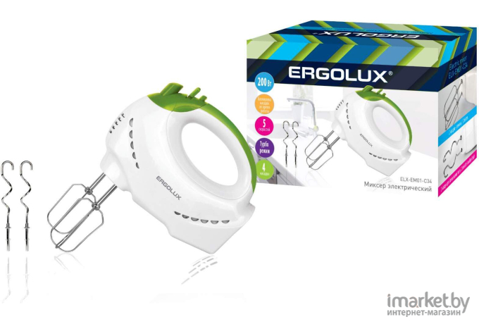 Миксер Ergolux ELX-EM01-C34 бело-салатовый