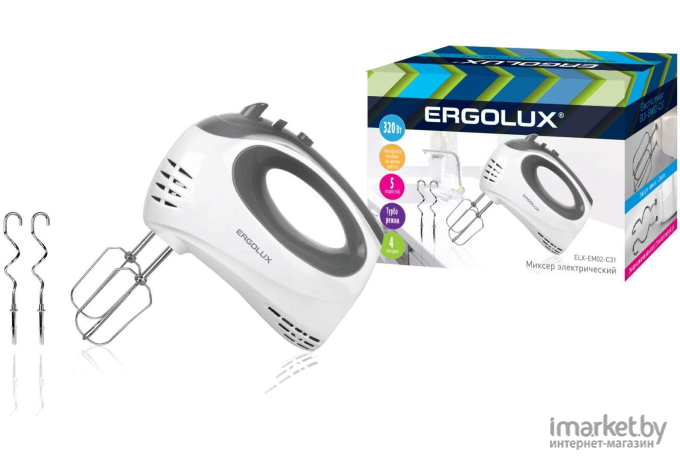 Миксер Ergolux ELX-EM02-C31 бело-серый