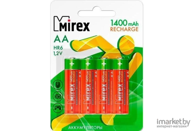 Батарейка, аккумулятор, зарядное Mirex Ni-MH HR6 AA 1400mAh блистер 4шт