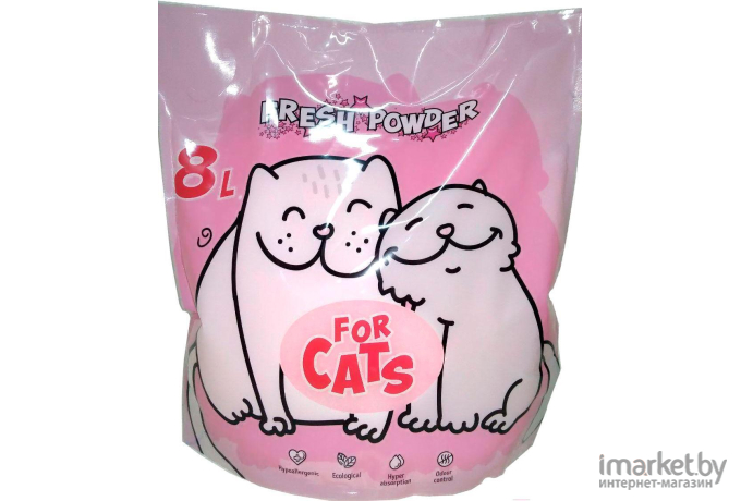 Пеленка, туалет для животных For cats силикагелевый Fresh Powder 8 л