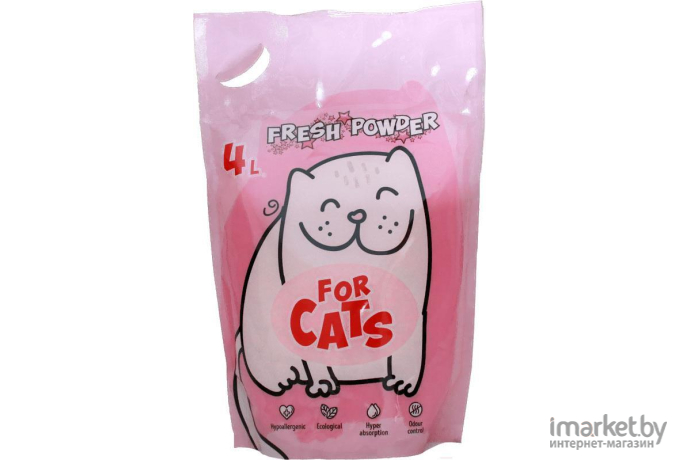 Пеленка, туалет для животных For cats силикагелевый Fresh Powder 4 л