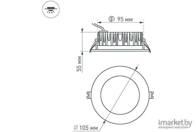 Встраиваемый точечный светильник Arlight LTD-105WH-FROST-9W  110deg Warm White