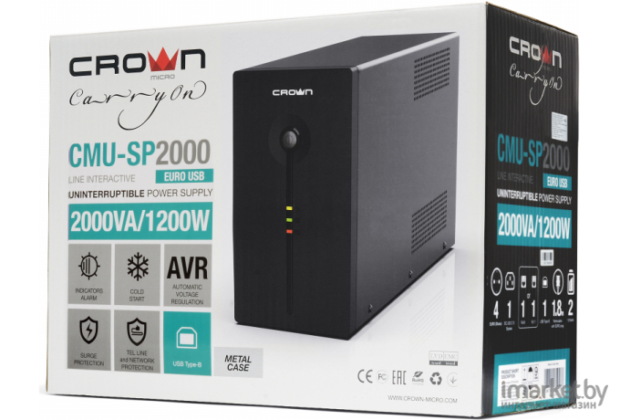 Источник бесперебойного питания CROWN CMU-SP2000EURO USB