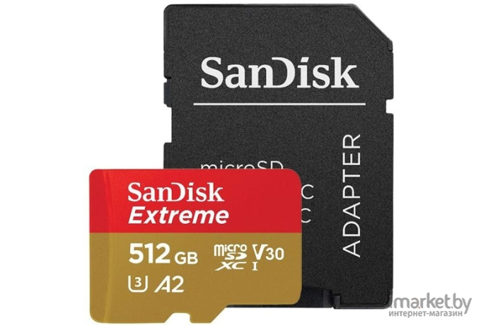 Карта памяти SanDisk microSD 512Gb Class10 Extreme + adapter