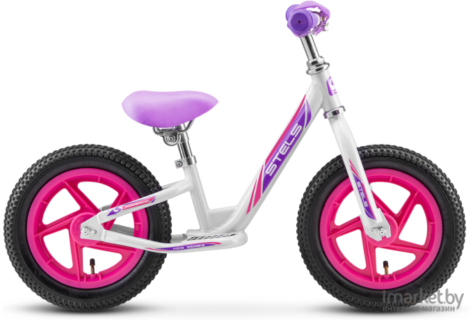 Беговел Stels Powerkid Girl V020 12 без педалей фиолетовый/белый