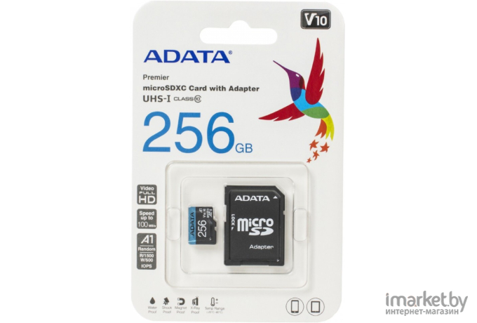 Карта памяти A-Data Premier 256GB 100/25MB/s (AUSDX256GUICL10A1-RA1)