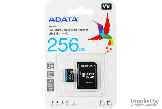 Карта памяти A-Data Premier 256GB 100/25MB/s (AUSDX256GUICL10A1-RA1)