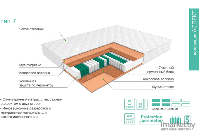 Матрас EOS Аспект 7 180x200 жаккард