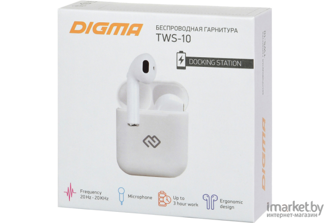 Наушники Digma TWS-10 белый